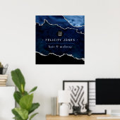 Navy und Silver Agate Wertvoll Stone Corporate Poster (Heimbüro)