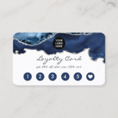 Navy und Silver Agate Wertvoll Stone Corporate Treuekarte (Vorderseite)