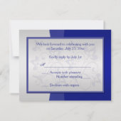 Navy und Silver Floral mit Silver Heart UAWG RSVP Karte (Rückseite)