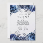 Navy und Silver Foil Bridal oder Babydusche per Ma Einladung (Vorderseite)