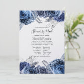 Navy und Silver Foil Bridal oder Babydusche per Ma Einladung (Stehend Vorderseite)