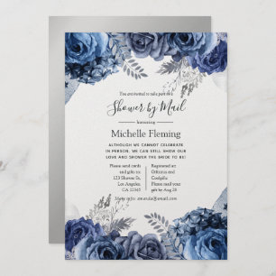Navy und Silver Foil Bridal oder Babydusche per Ma Einladung