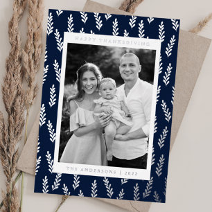 Navy und Silver Foliage Foto Erntedank Folien Feiertagskarte