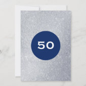 Navy und Silver Glitzer Überraschung Party Geburts Einladung (Rückseite)