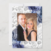 Navy und Silver Imitats Foil Floral Wedding Foto Einladung (Rückseite)