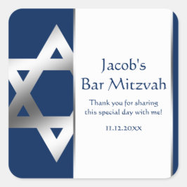 Navy und Silver Star von David Bar Mitzvah Gevor Quadratischer Aufkleber