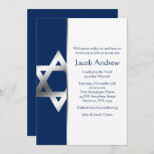 Navy und Silver Star von David Bar Mitzvah Invites Einladung (Vorne/Hinten)