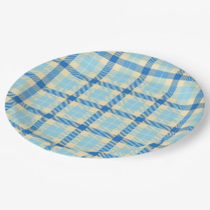 Navy und Sky Blue Tartan Kariert Paper Teller