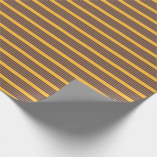 Navy und sonnige gelbe fünf Streifen Muster Geschenkpapier (Ecke)