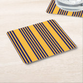 Navy und sonnige gelbe fünf Streifen Muster Rechteckiger Pappuntersetzer (angewinkelt)