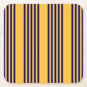 Navy und sonnige gelbe fünf Streifen Muster Rechteckiger Pappuntersetzer (Vorderseite)