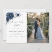 Navy und staubblaues florales modernes Save-the-D (Vorderseite)