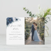 Navy und staubblaues florales modernes Save-the-D (Stehend Vorderseite)
