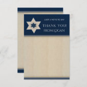 Navy und Tan Star von David Dankeschön Ihnen Noten Mitteilungskarte (Vorne/Hinten)