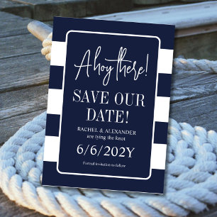 Navy und Weiß binden den Knoten der Nautik Save The Date