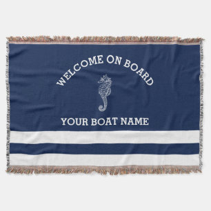 Navy- und Weiß gestreifte personalisierte Bootsn Decke