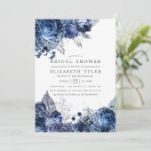 Navy und Weiß mit Silberfolien-Brautparty Einladung (Stehend Vorderseite)