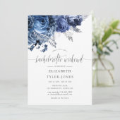 Navy und Weiß mit Silver Foil Junggeselinnen-Absch Einladung (Stehend Vorderseite)