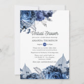 Navy und Weiß mit Silver Virtual Brautparty Einladung (Vorderseite)