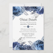 Navy und Weiß mit Silver Virtual Brautparty Einladung (Vorderseite)
