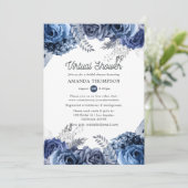 Navy und Weiß mit Silver Virtual Brautparty Einladung (Stehend Vorderseite)