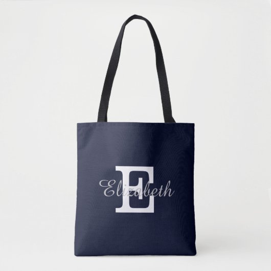 Navy und Weiß-Monogramm-Bridal Tasche (Vorderseite)