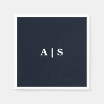 Navy- und Weiß-Monogramm-Hochzeits-Cocktail