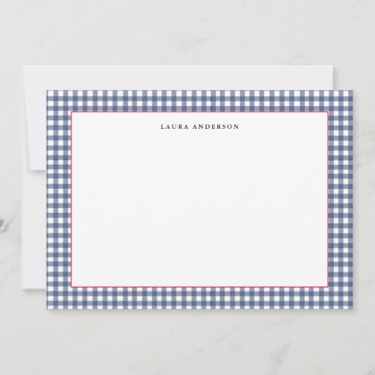 Navy und Weiß Nautic Gingham flach Dankeskarte (Vorderseite)