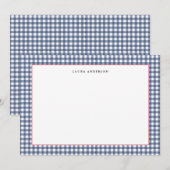 Navy und Weiß Nautic Gingham flach Dankeskarte (Vorne/Hinten)
