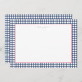 Navy und Weiß Nautic Gingham flach Dankeskarte (Vorne/Hinten)