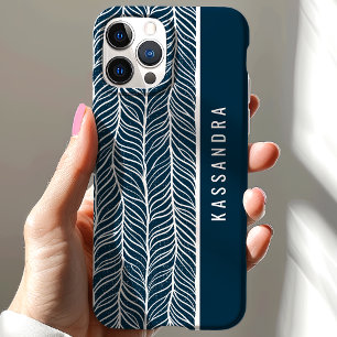Navy- und Weiß-Schachbrettmuster mit personalisier Case-Mate iPhone Hülle