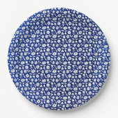 Navy und weiße Blumenmuster Pappteller (Vorderseite)