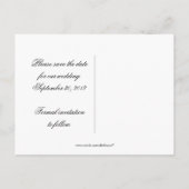 Navy und Weiße Flora Save the Date Ankündigungspostkarte (Rückseite)