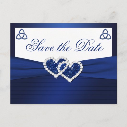 Navy und Weiße Liebe Knot Save the Date Postkarte (Vorderseite)