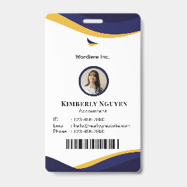 Navy- und weiße moderne personalisierte ID-Karte Ausweis