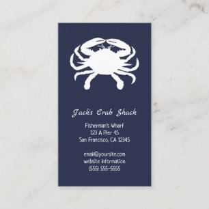 Navy- und weiße Silhouette einer Krabbe - Seafood- Visitenkarte