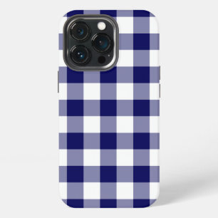 Navy- und Weißkariert Gingham iPhone Hülle