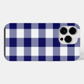 Navy- und Weißkaromuster iPhone Hülle (Rückseite (Horizontal))