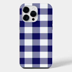 Navy- und Weißkaromuster iPhone Hülle