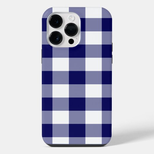 Navy- und Weißkaromuster iPhone Hülle (Rückseite)