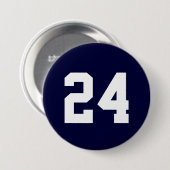 Navy und White Athlete Jersey Number Button (Vorne & Hinten)