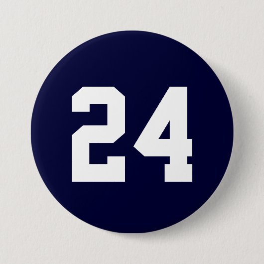 Navy und White Athlete Jersey Number Button (Vorderseite)