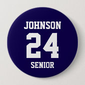 Navy und White Athlete Name Jersey Nummer Button (Vorderseite)