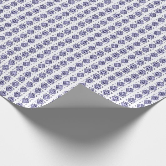 Navy und White Damask Muster Geschenkpapier (Ecke)