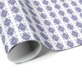 Navy und White Damask Muster Geschenkpapier (Rolleneckpunkt)