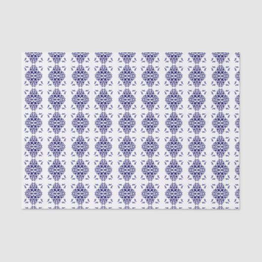 Navy und White Damask Muster Seidenpapier (Vorderseite)