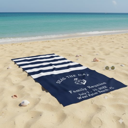 Navy und White - Design your own Beach Towel Strandtuch