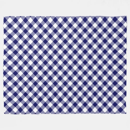 Navy und White Diagonal Buffalo Kariert Fleecedecke (Vorderseite (Horizontal))