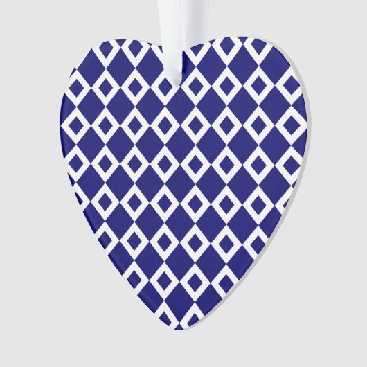 Navy und White Diamond Muster Ornament (Vorderseite)
