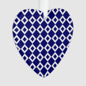 Navy und White Diamond Muster Ornament (Vorderseite)